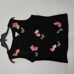 Vintage Annie Alexander Linen Embroidered Fish zip back sleeveless tank top 10.